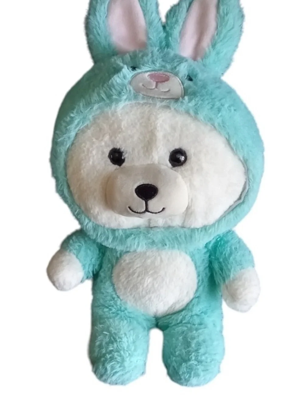 Teal Bunny-Ear Plush Bear Stuffed Animal